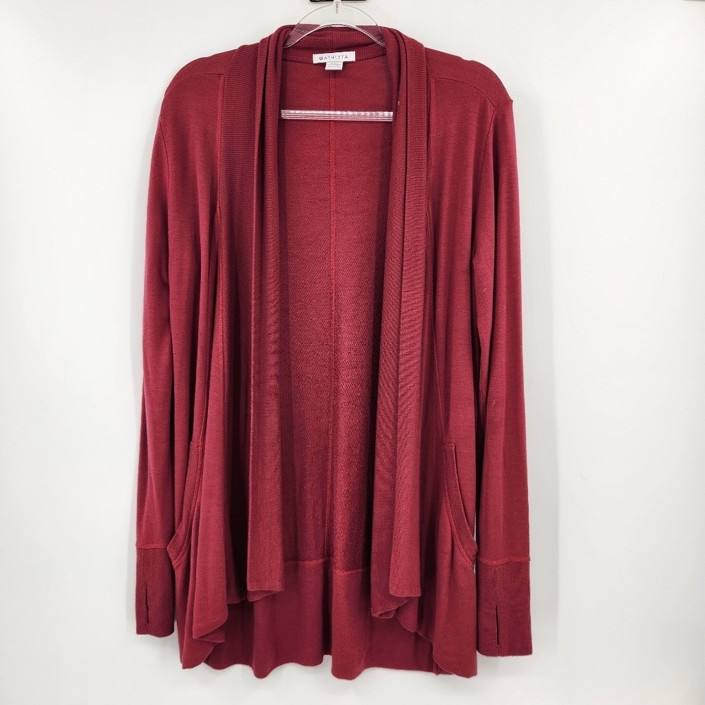 Athleta Pranayama Restore Wrap Womens Size Small Burgundy Cardigan Long Sleeve